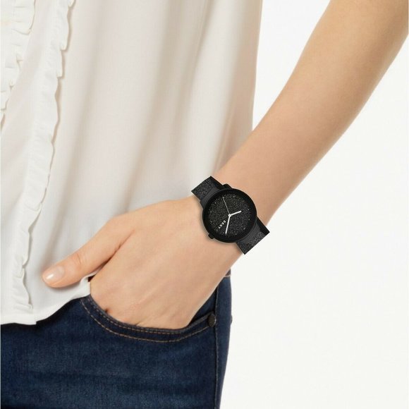 DKNY Astoria Black Glitter Watch